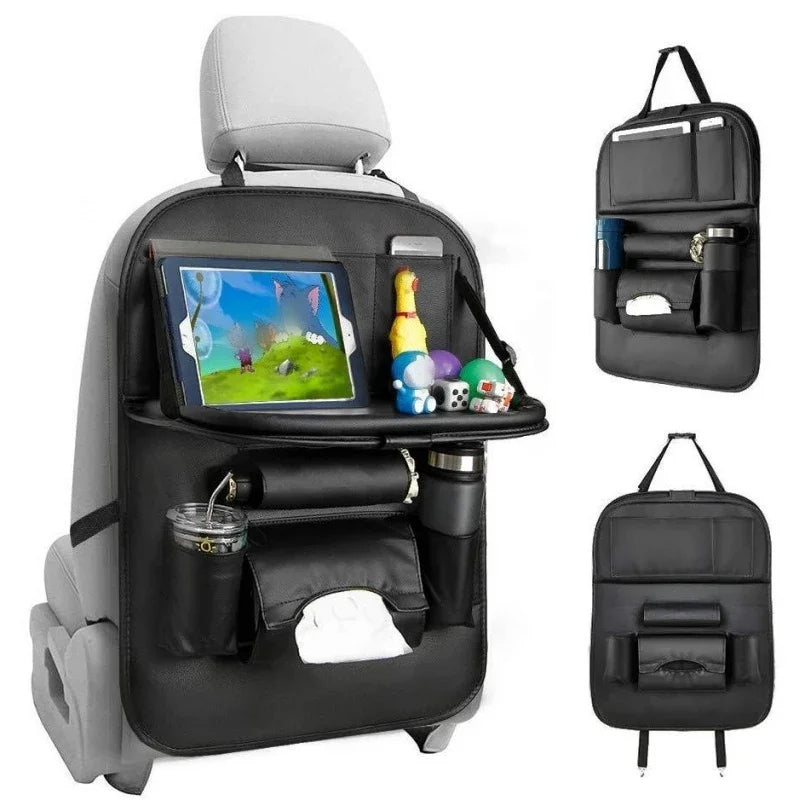 Multi-functional Foldable Tablet Tray Car Seat Back Storage Organizer