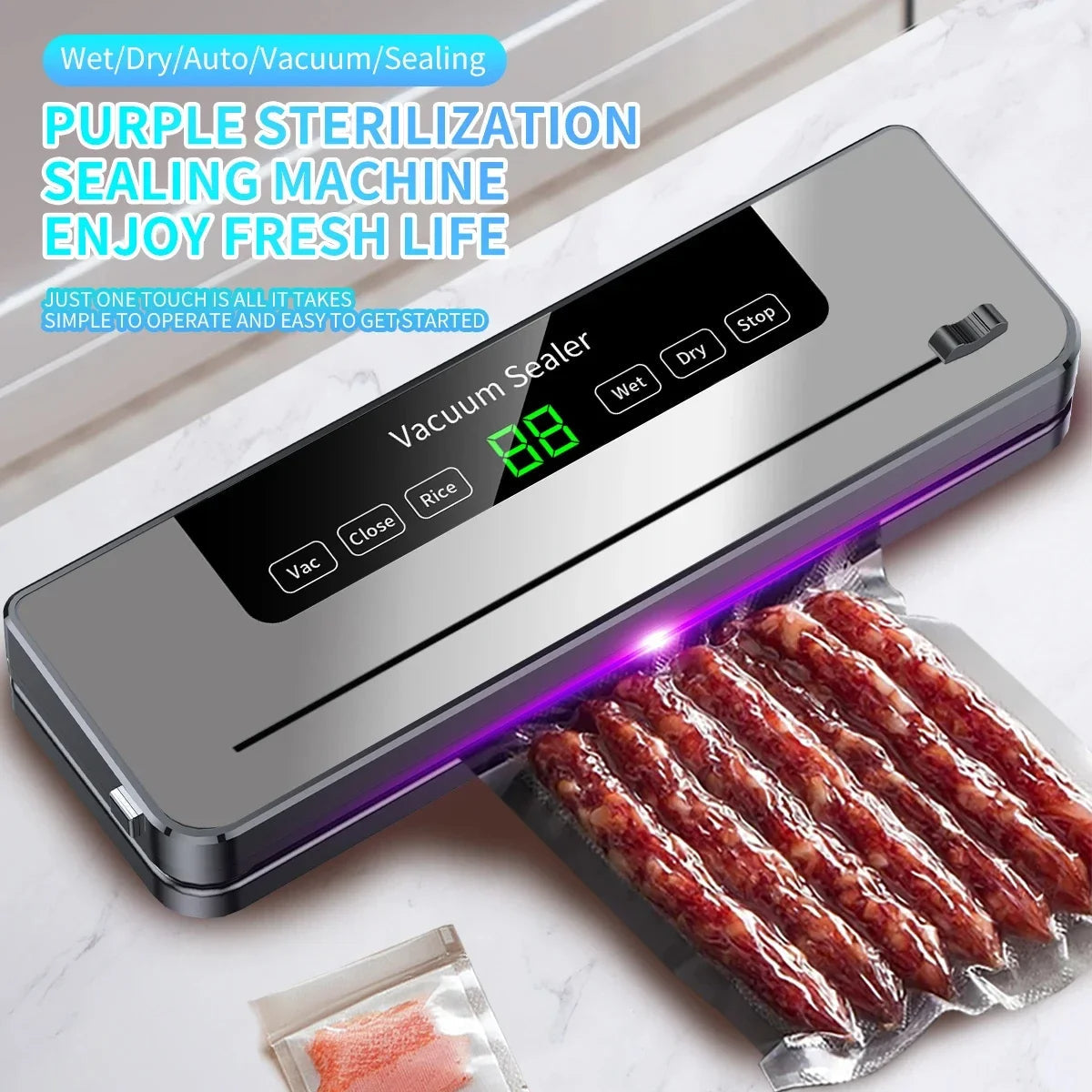 Electric Vacuum Sealer Dry/Wet Food Sealed Packaging