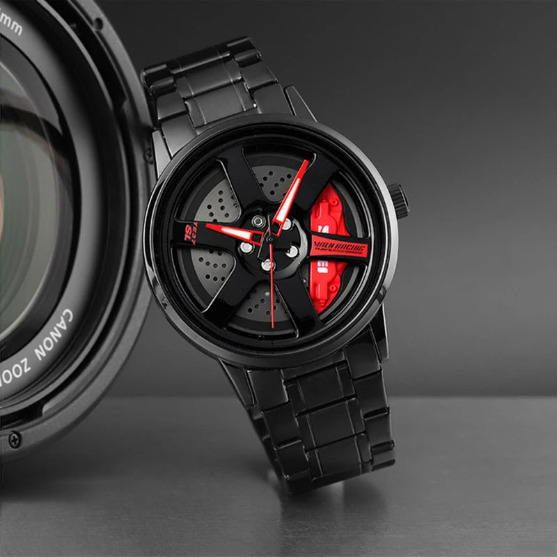 Men Quartz Watch WITH Car Wheel Hub design Clock