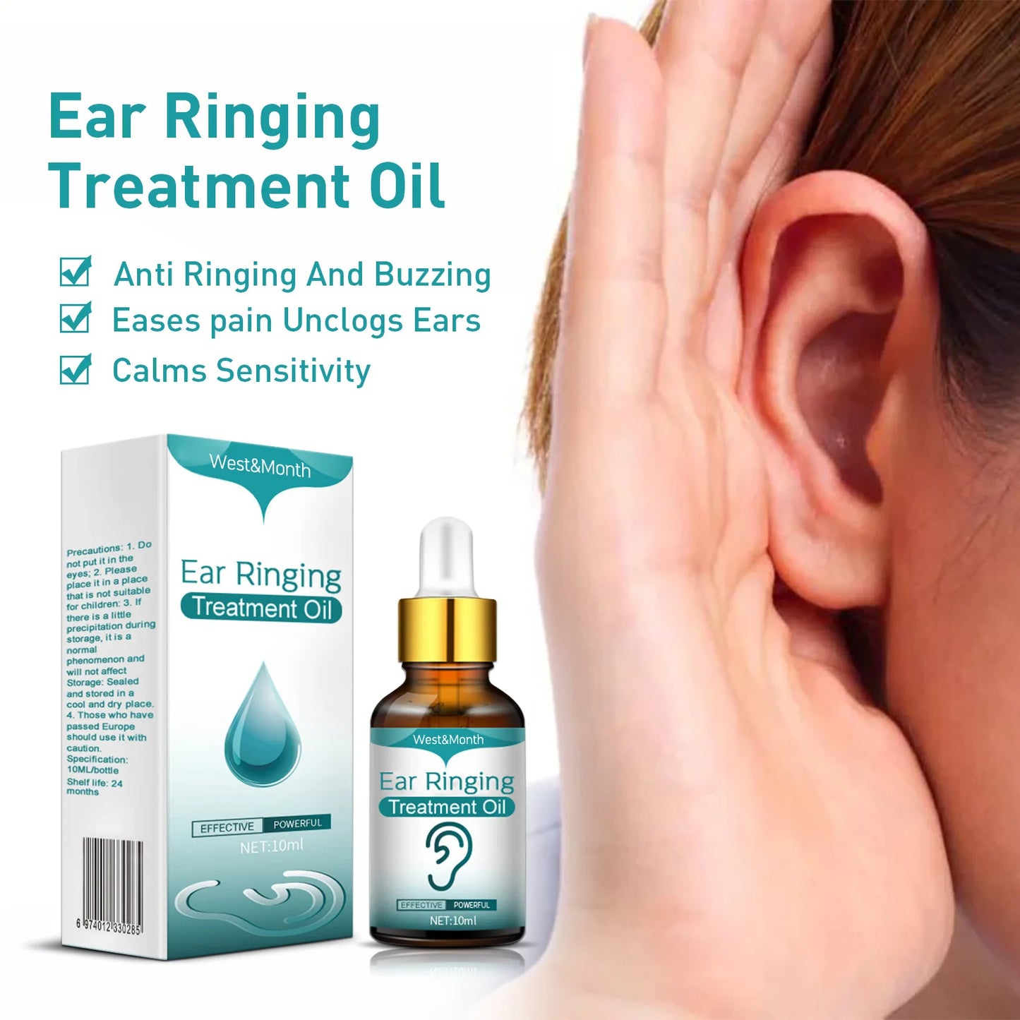 Ear Ringing Drops Alleviate Deafness Tinnitus Itching Earache 10ml Tinnitus Oil