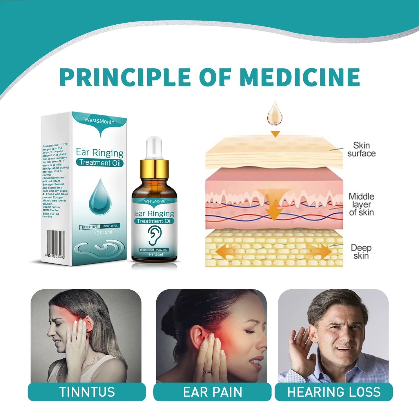 Ear Ringing Drops Alleviate Deafness Tinnitus Itching Earache 10ml Tinnitus Oil