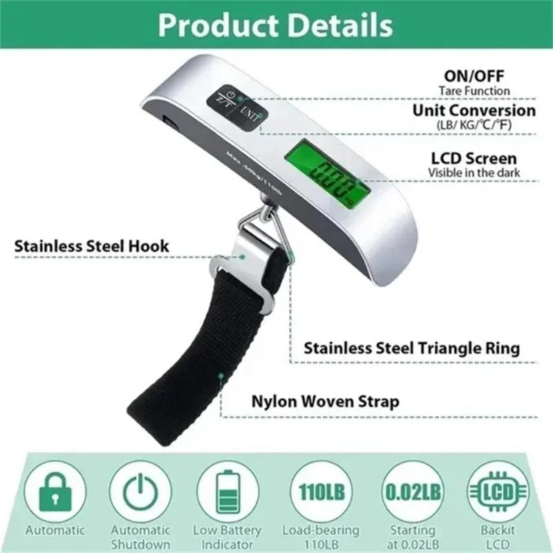 Portable Scale Electronic Luggage Scale With LCD Display