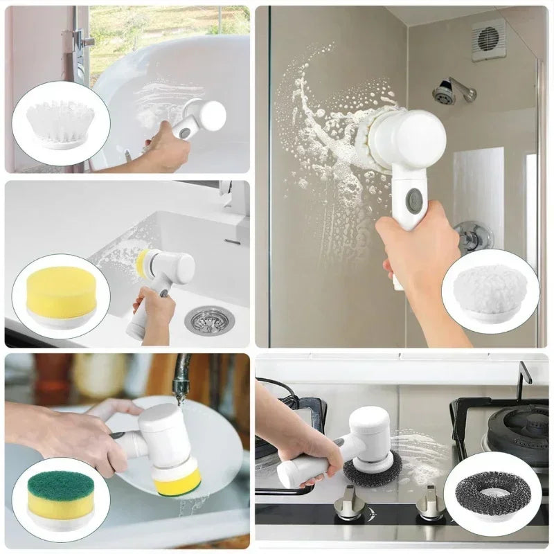 Electric hand held wireless cleaning brush